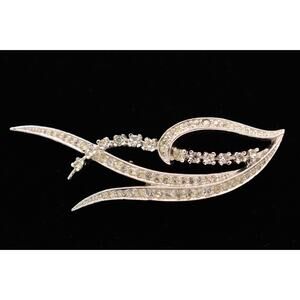 Panetta Vintage Crystal Pin Brooch Rhinestone Shiny Silver Tone Signed BinBA